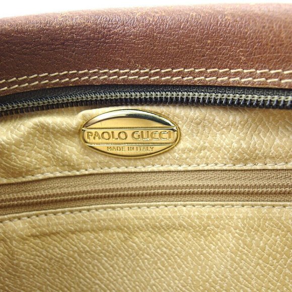 GUCCI Shoulder Bag Logo Plate Gray Gray PVC x Leather Authentic USED - Picture 10 of 11